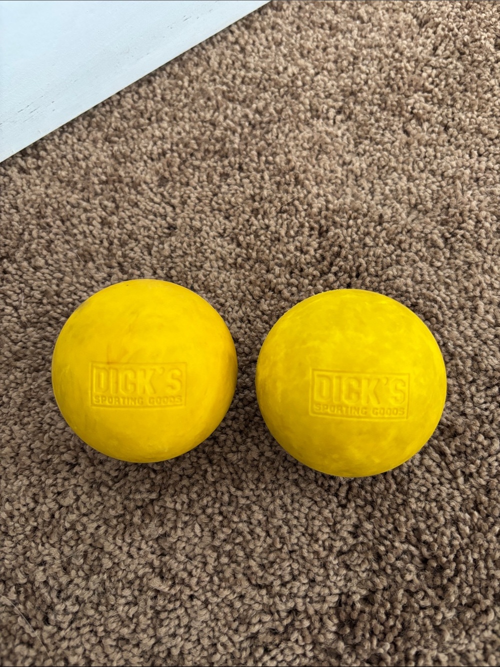 Dicks Sporting Goods pair of Bright Yellow Toss Practice Balls